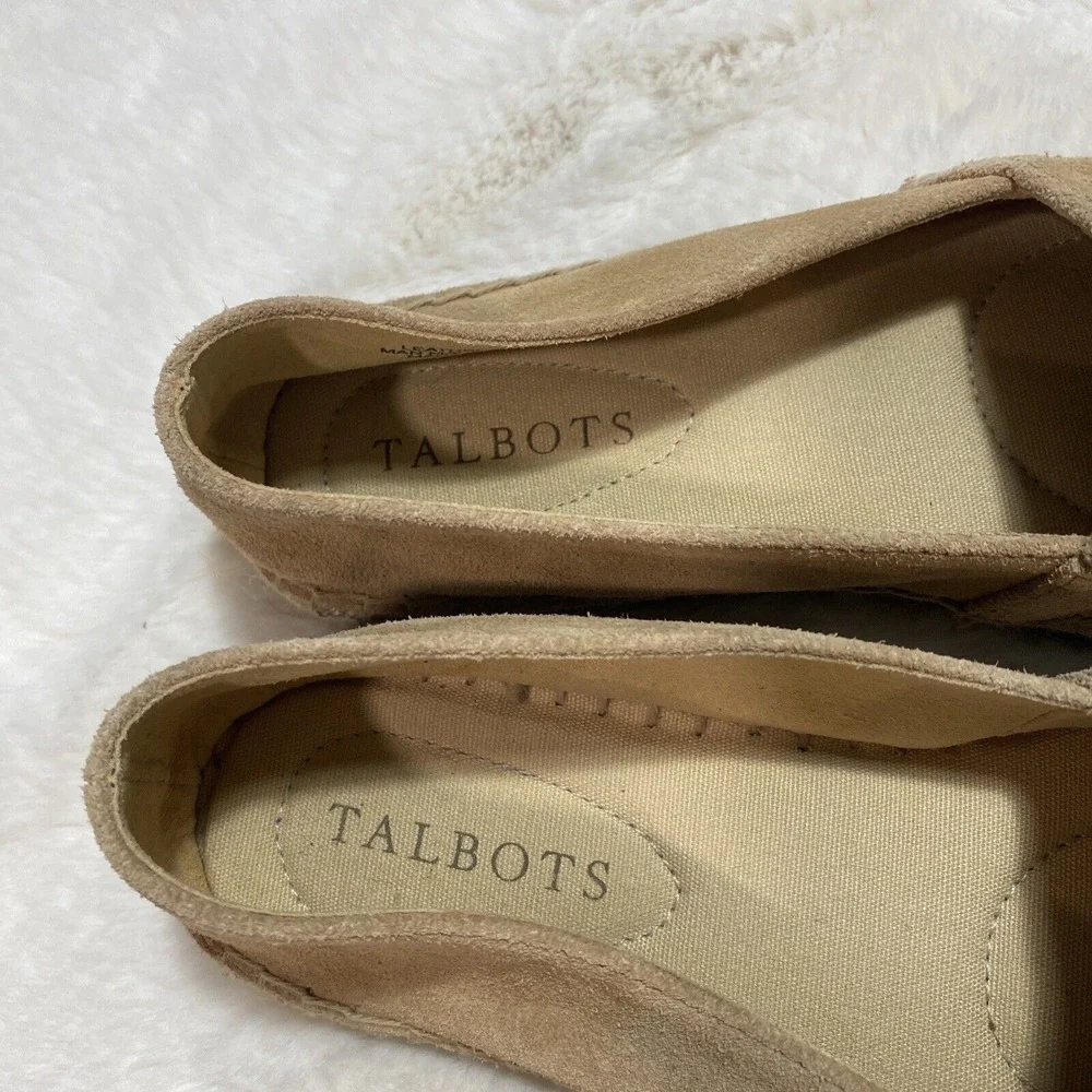 Talbots Hadley Women's 6 Tan Suede Espadrille Loafers‎ Chain Link Detail Boho